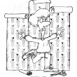 vector-of-a-cartoon-woman-using-her-entire-body-to-hang-wallpaper-coloring-page-outline-by-ron-leishman-13551